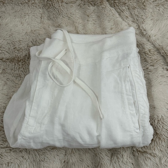 CP Shades Linen Drawstring Pants Womens Size 28 White Straight Leg - Picture 2 of 6